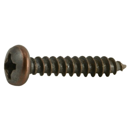 Midwest Fastener Sheet Metal Screw, #6 x 3/4 in, Bronze Plated Steel Pan Head Phillips Drive, 40 PK 35943